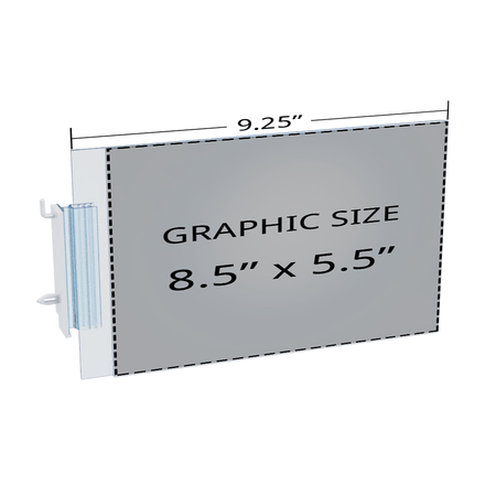 Azar Displays Two-Sided Acrylic Sign Holder W/ Pegboard Grippers 8.5" x 5.5", PK10 103327